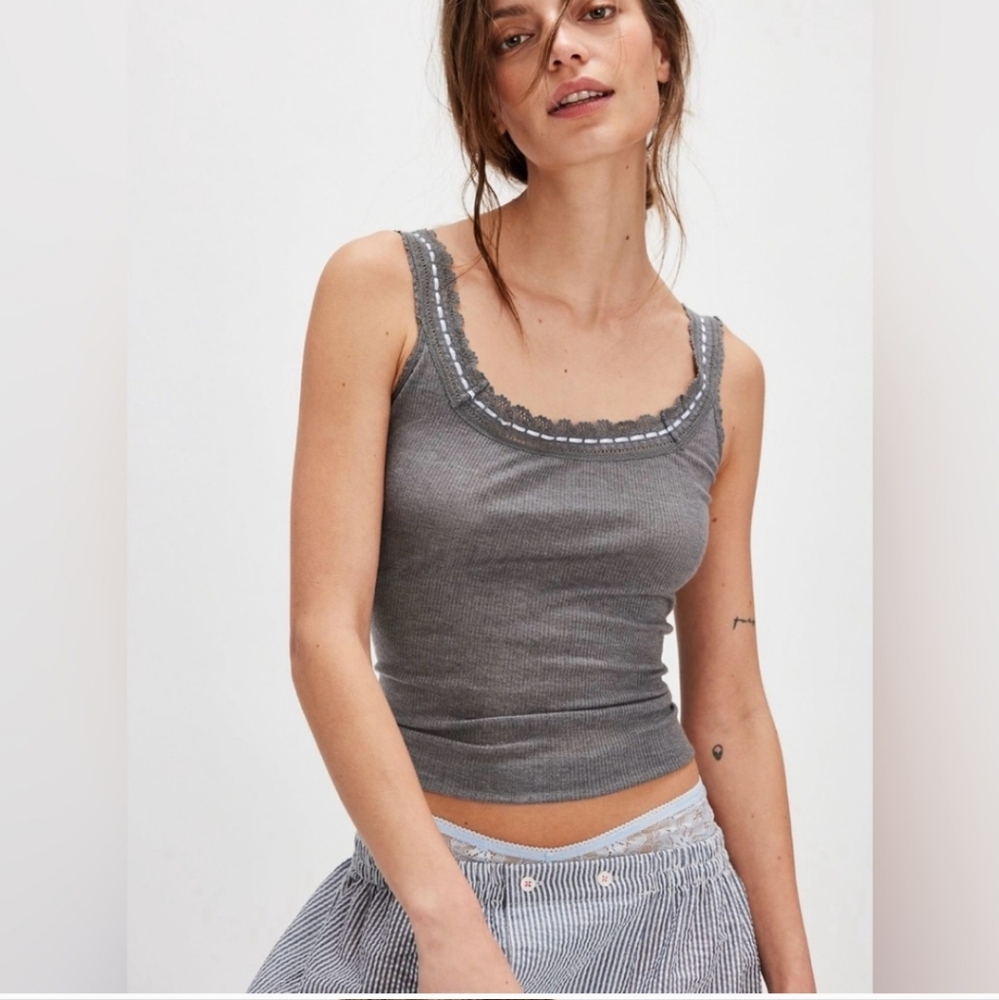 Intimately by Free People Only You Tank Sz Medium Heather Gray